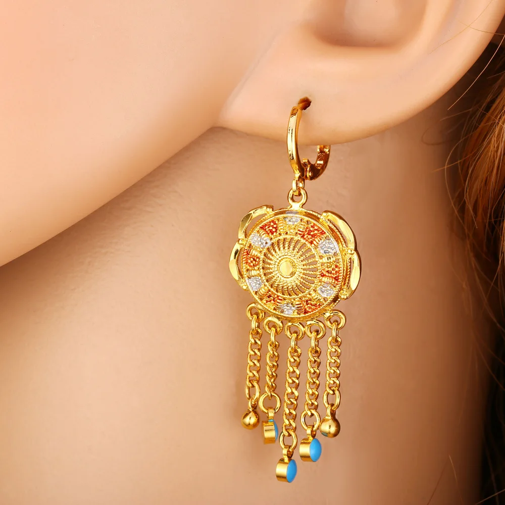 U7 Tassels Long Earrings For Women Jewelry Wholesale Gold Color Trendy Drop Earings Fashion Jewelry Indian Style E726 QC24