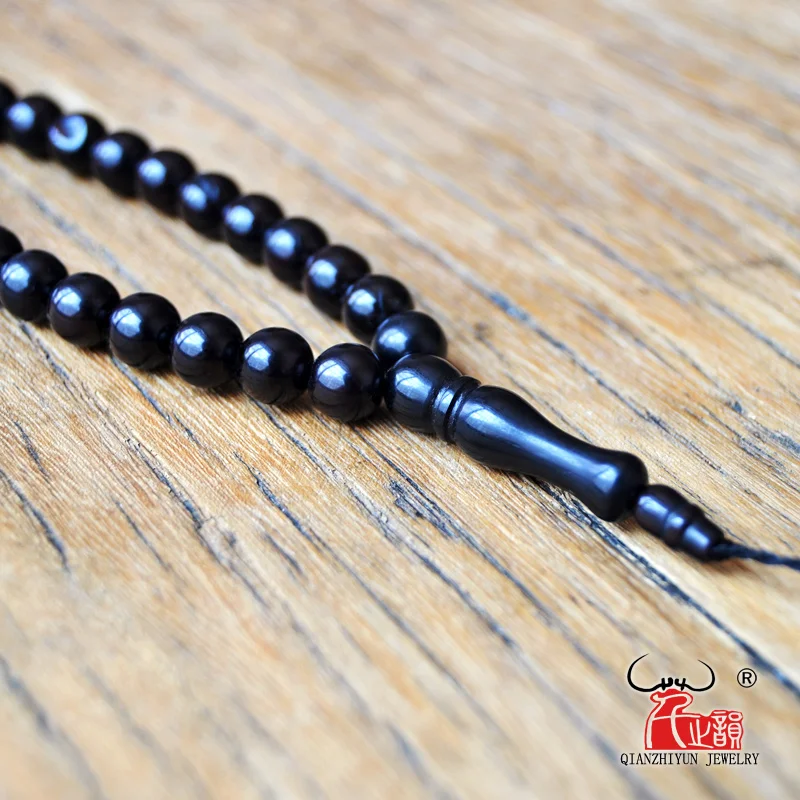 MSL-105 Islam High Quality Muslim Rosary Beads 99 Prayer Beads Natural Palm Fruit Kuka Tasbih Charm Bracelet 6-9mm Dyed black