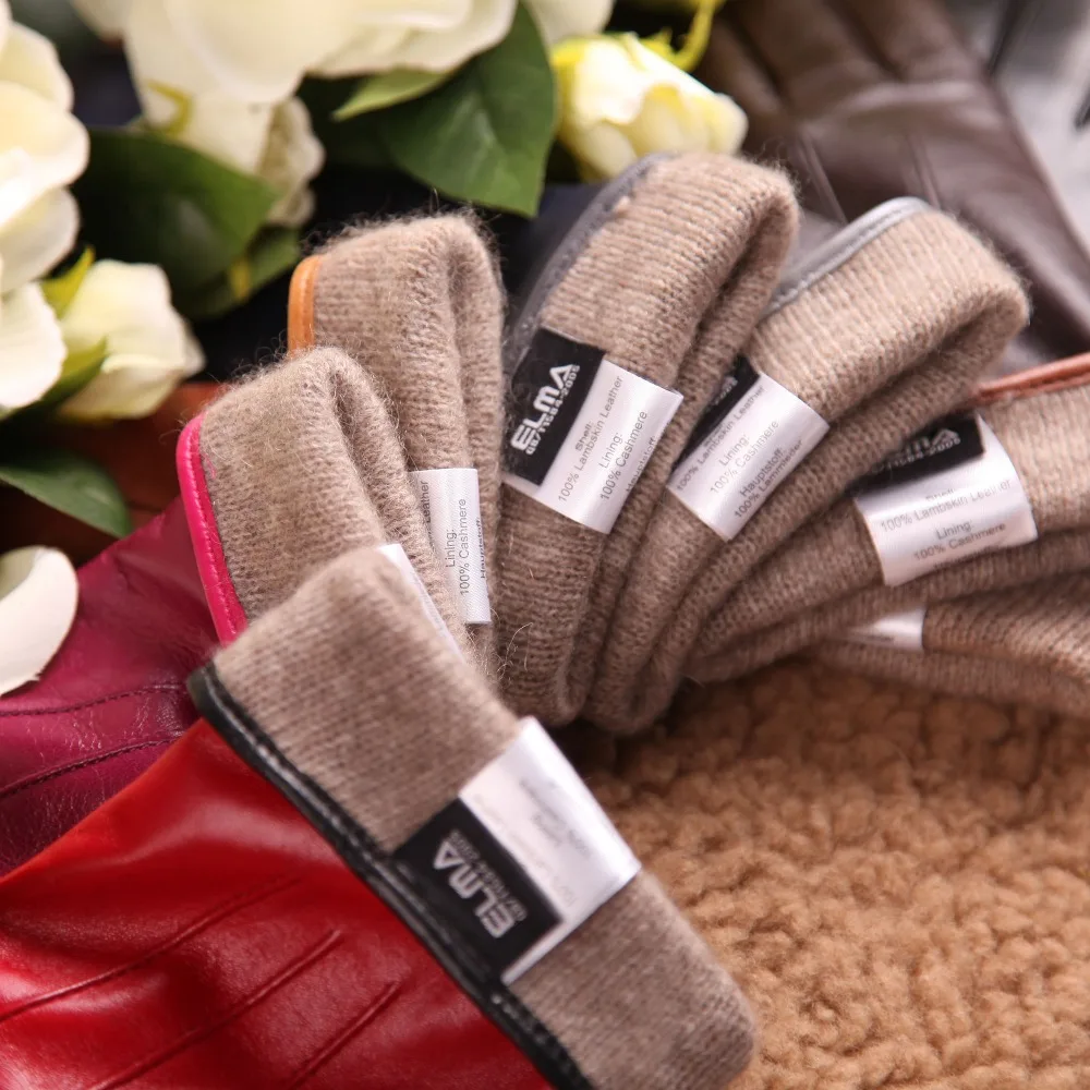 Fashion Women Touchscreen Gloves Wrist Solid Genuine Leather Winter Plus Velvet Driving Touch Glove Promotion EL040NR1