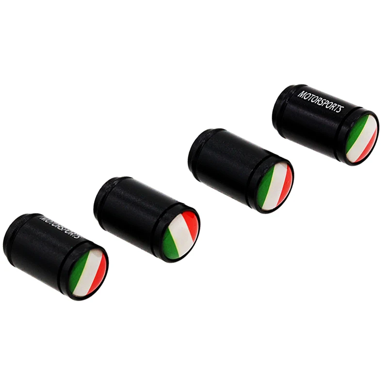 HAUSNN 4Pcs/Set Flag of Italy Sticker For FIAT Alfa Romeo Ferrari Car Valve Caps Wheel Tires Accessories Stem Caps