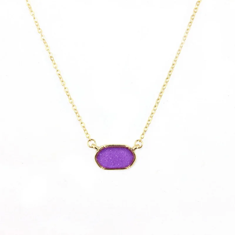 Glitter Mini Oval Collar Necklace Oval Pendant Necklace for Women Brand Small Oval Pendant