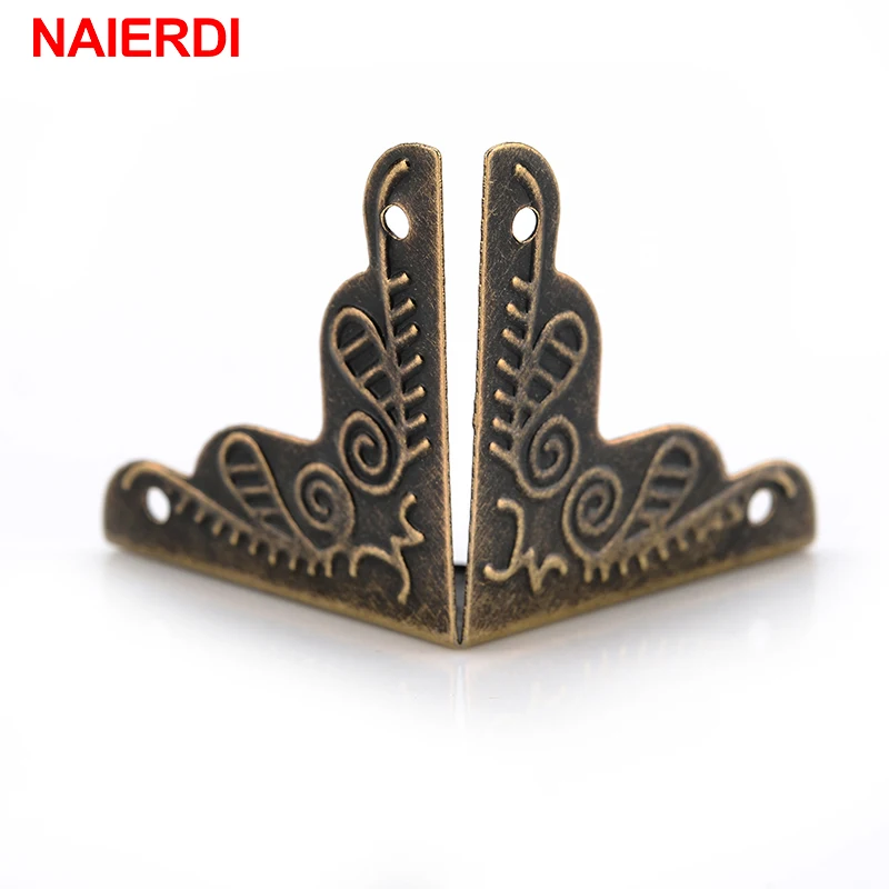 NAIERDI 30PCS Luggage Case Box Corners Brackets For Furniture Decorative Triangle Rattan Carved Decorative Corner Protector