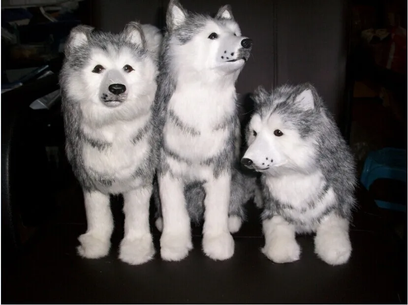 about 30cm husky toy hard model ,polyethylene & furs handicraft ,one lot/ 3 pieces toys, home decoration,gift t4439