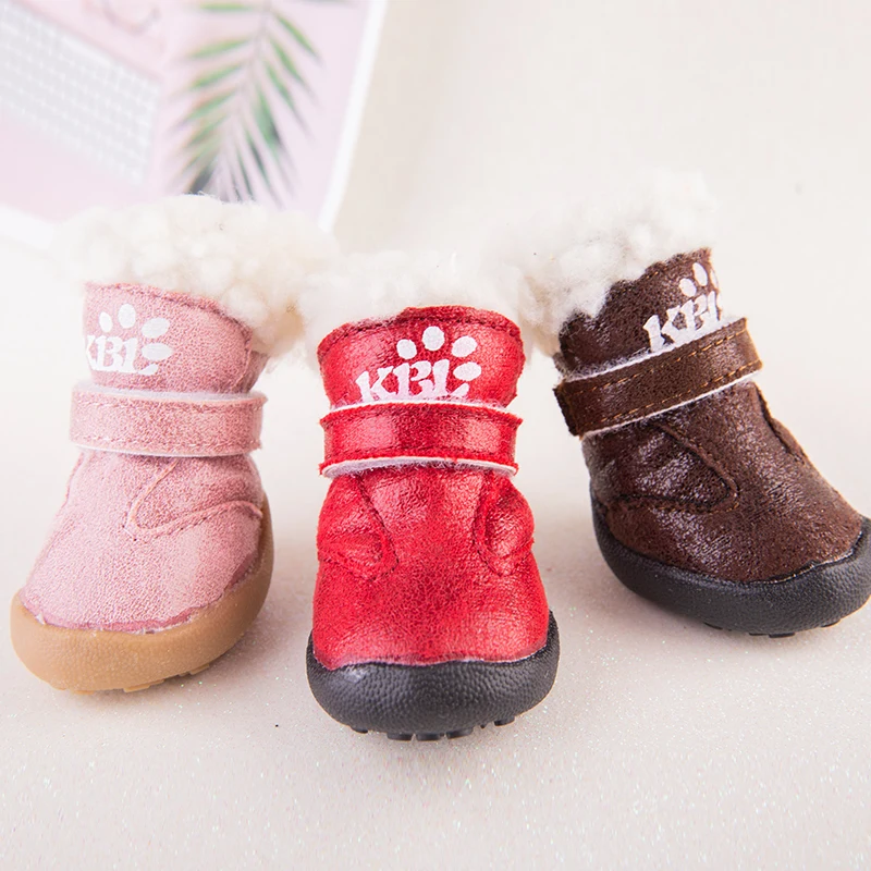 4ชิ้น/ล็อตหิมะฤดูหนาวรองเท้าขนาดเล็กขนาดกลางสัตว์เลี้ยงกลางแจ้งรองเท้าสำหรับกีฬาสวมใส่สำหรับ Yorkie Chihuahua drop Ship