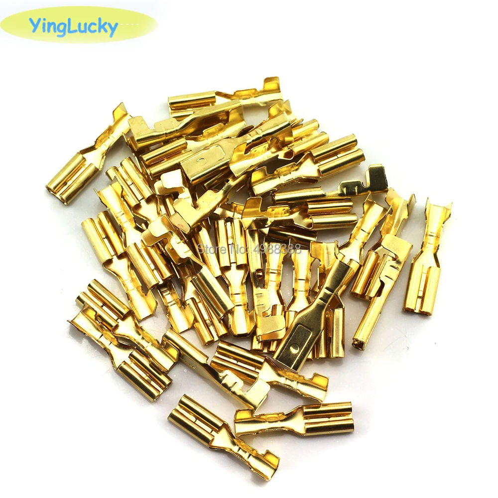 100pcs 2.8mm 4.8mm 6.3mm Copper Crimp Terminal Splice Female Spade Connector for Arcade  button Micro switch Cable