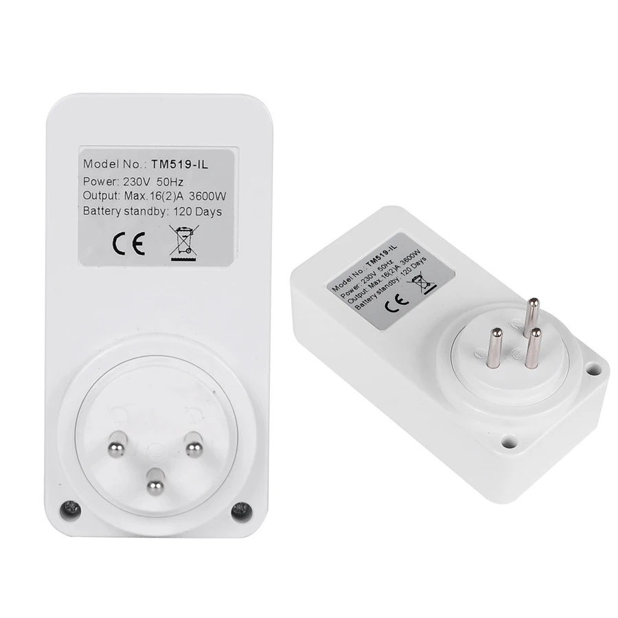 TM519 Electronic Digital Timer Plug EU BR UK US IL Programmable Plug Socket with Timer 220V 120V 7 Day 12/24 Hour Timing Socket