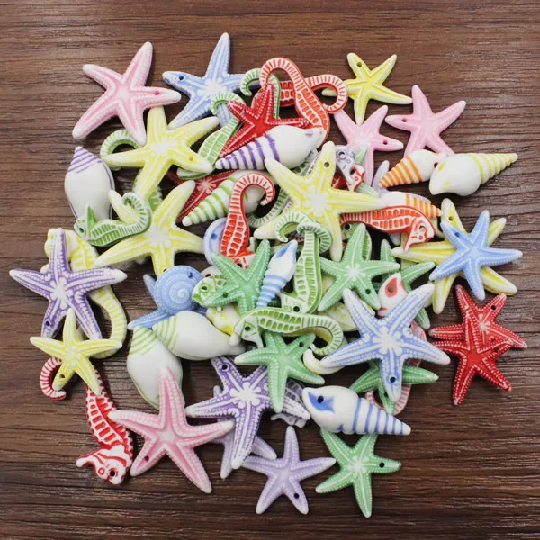 100pcs/lot Mixed color & Mixed style Acrylic Beads Marine organism for Kids Necklace DIY Jeweley 8-35mm K04604