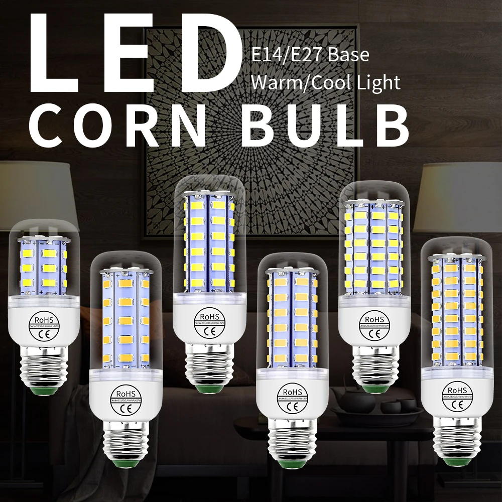 

E14 Corn LED Lamp E27 Ampoule Led Bulb GU10 Led Candle Lamp 5W 7W 9W 12W 15W 20W Home Light Bulb 220V For Chandeliers 5730 SMD