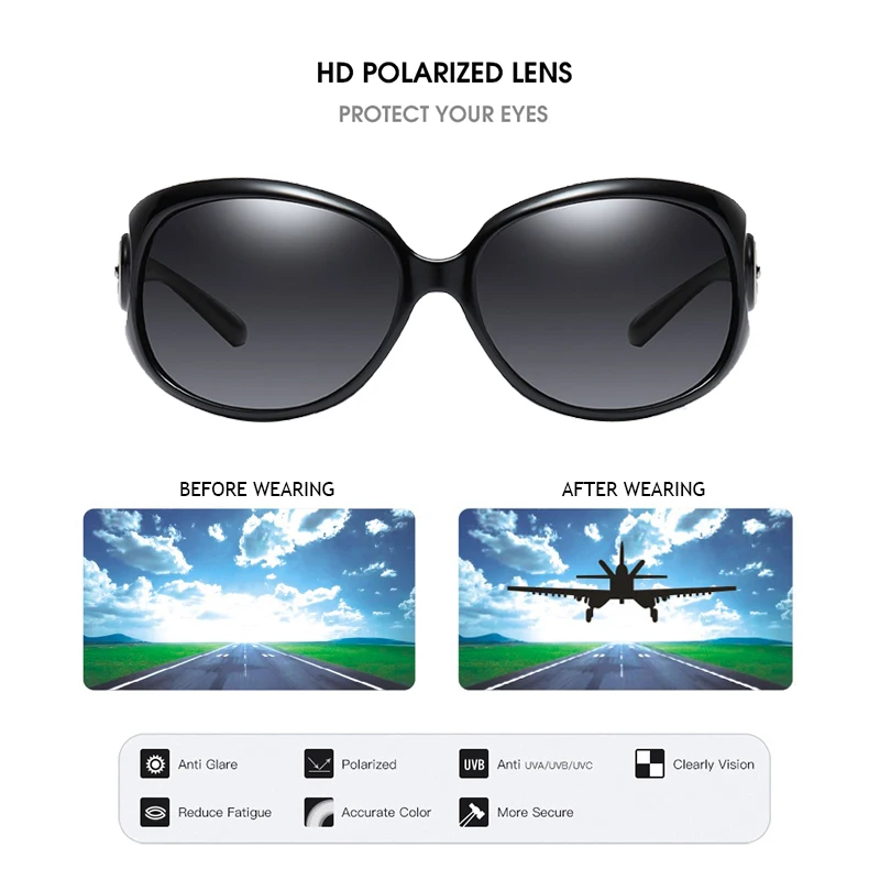 Brand Design Vintage Oversized Polarized Sunglasses Women Luxury Big Oval Plastic Ladies Driving Sun Glassses Vintage UV400