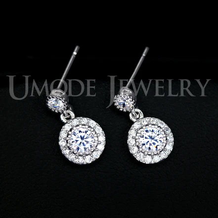 UMODE New Rhodium Color Stud Earrings with Top Quality Cubic Zirconia Women Earrings Free Drop Shipping UE0097