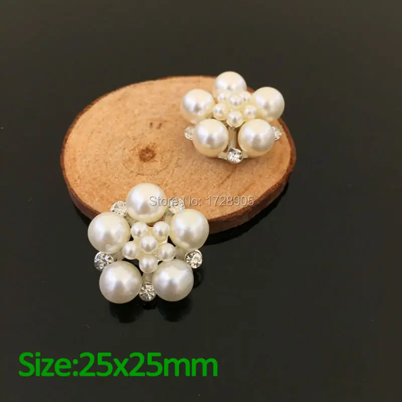 Nail Art Decoration Pearls Cluster Flower 10pcs 25mm Rhinestone Flower Button Flat Back Metal Embellishment Decoration Accessory