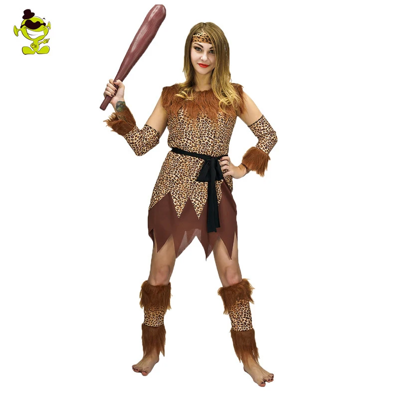 Adult Couple Jungle Caveman Costumes Cosplay Party Clothes Halloween Role Play Caveman Outfits Party Fancy Dress Up