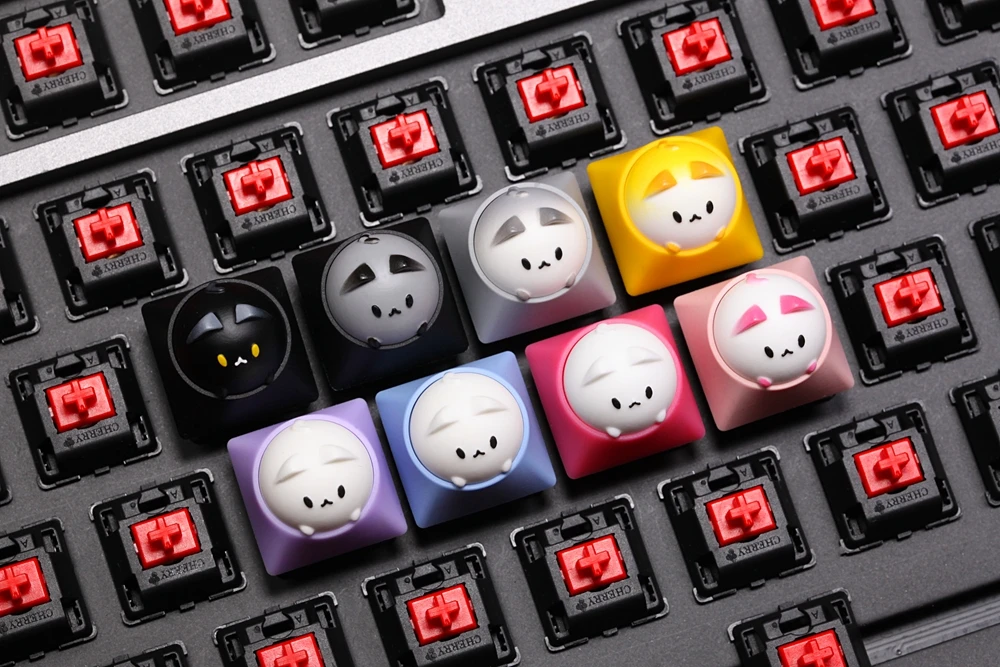 HAMMER BUBBLE CAT ARTISAN KEYCAP Compatible with Cherry MX Topre HHKB switches and clones black yellow green blue red pink