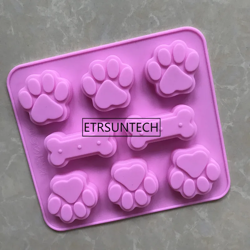 50Pcs Silicone Chocolate Mold Cat Dog Paw Bone Soap Ice Mold Animal Footprint Cookie Baking Tool