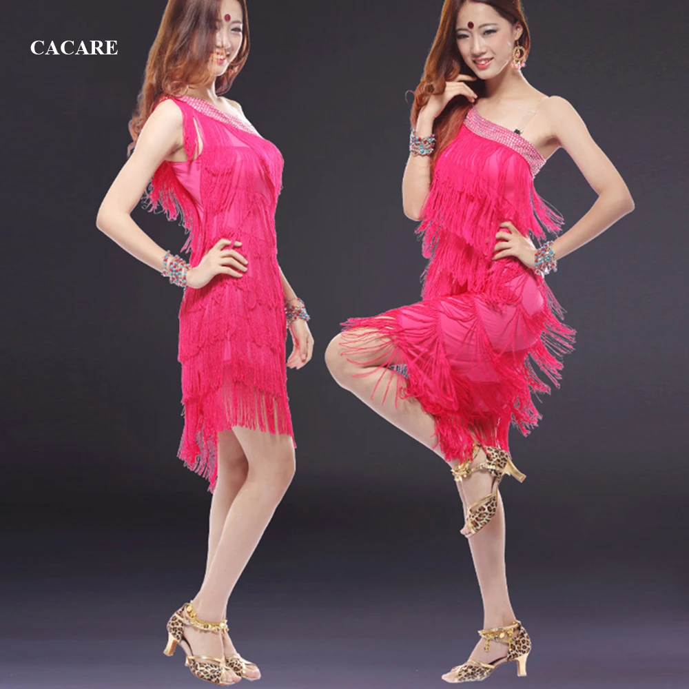 

CACARE Latin Dance Dress Women Latin Dance Competition Dresses Fringed Dress D0492 Rhinestones Full Tassels