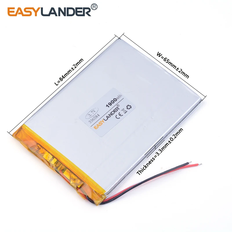 3,7 v lithium-ionen akku 336584 1900mah kann angepasst werden großhandel CE FCC ROHS MSDS qualität zertifizierung