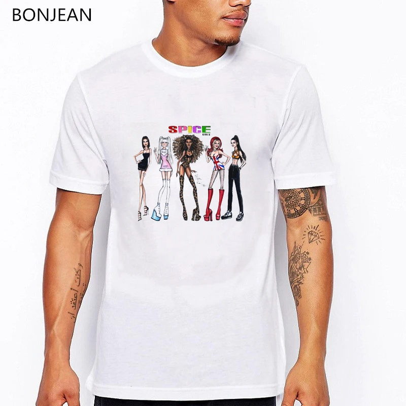 Summer 2024 Spice Girls T Shirt Men Harajuku Shirt Hip Hop Tee Shirt Homme Graphic White T-Shirt Camisetas Hombre Streetwear