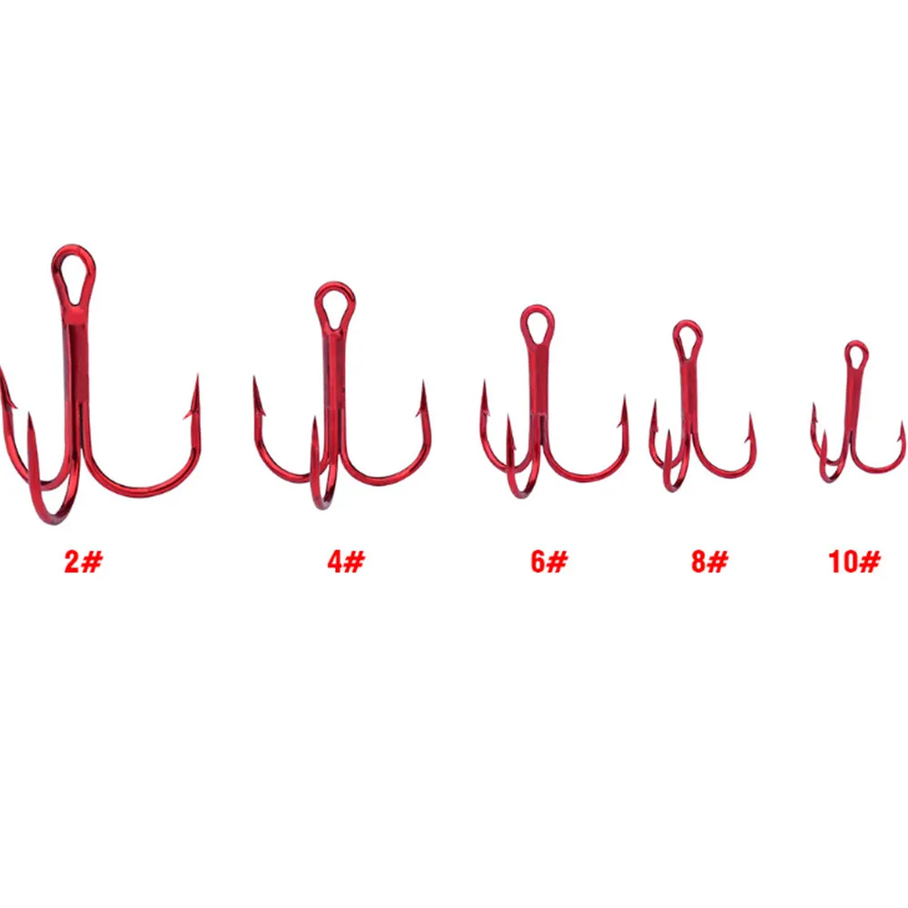 20PCS/Lot Red Anchor Hook High Carbon Steel Barbed Treble Hook Fishing Tackle Tool Accessories Sea Fishing Wild Fishing