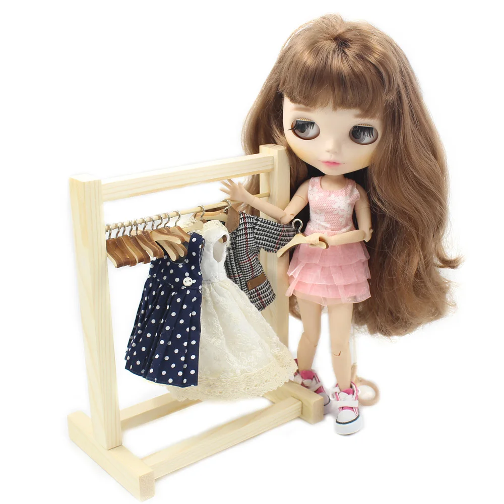 BJD Blyth doll Furniture Accessories Wooden Shelf and clothes Hanger