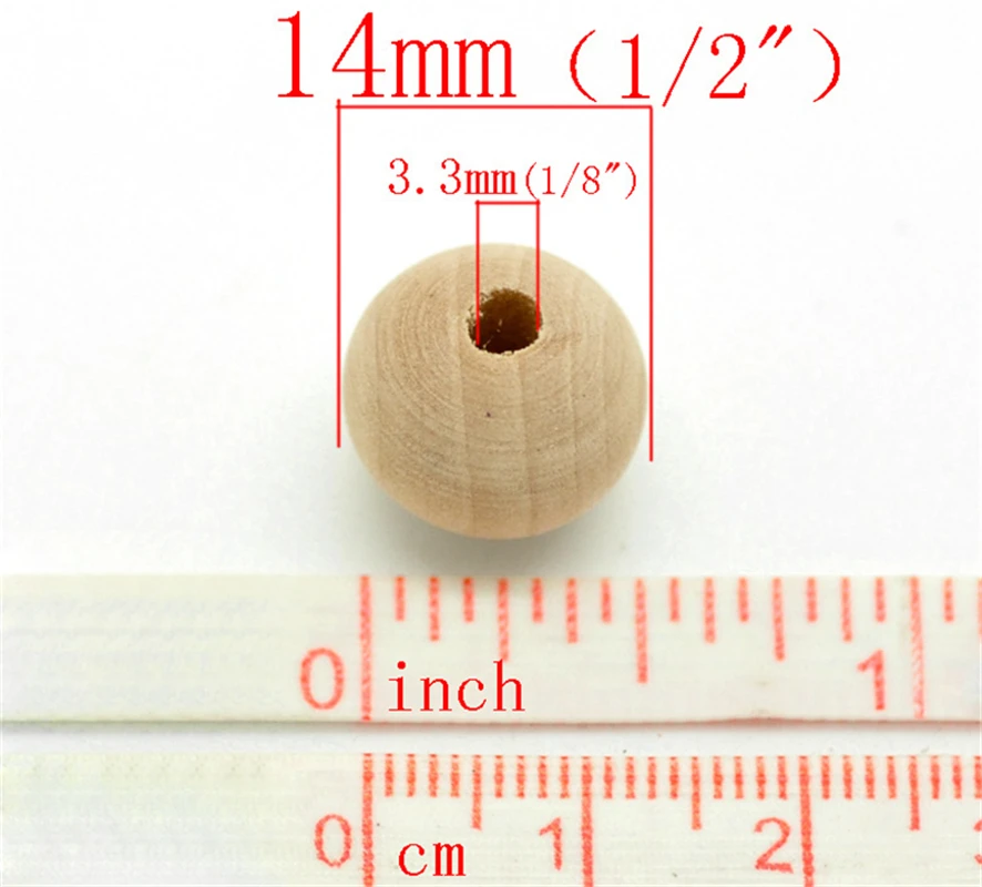 DoreenBeads 100PCs Natural Ball Wood Spacer Beads 14x13mm(1/2