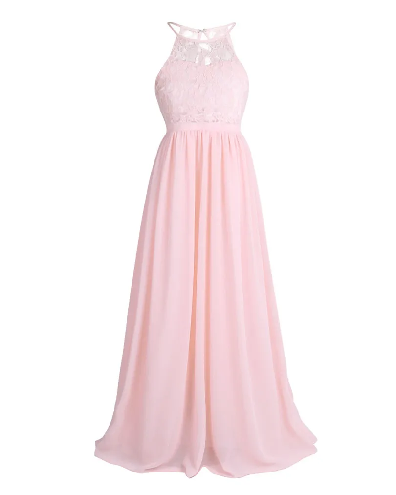 Kinderen Meisjes Mouwloze Geplooide Junior Bruidsmeisjesjurk Chiffon Kinderen Meisjes Mouwloze Geplooide Junior Bruidsmeisjesjurk Chiffon