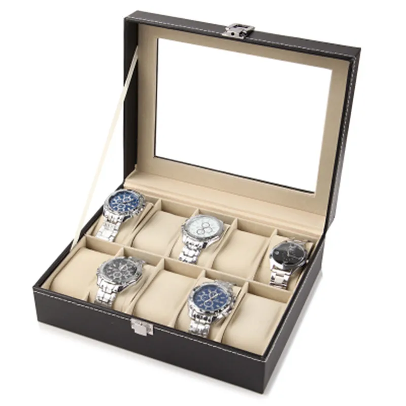 Uhr armband lagerung box, transparente glas sichtbar leder schmuck box, high-end-uhr verpackung und finishing box