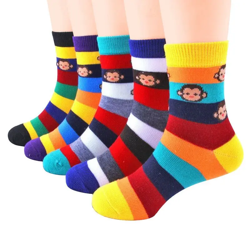 5 Pairs/Lot  Girls Winter Autumn Striped Socks Unisex Kids Socks  Children Boy Winter Cotton Socks 1Y-12Y 6 7 10 12