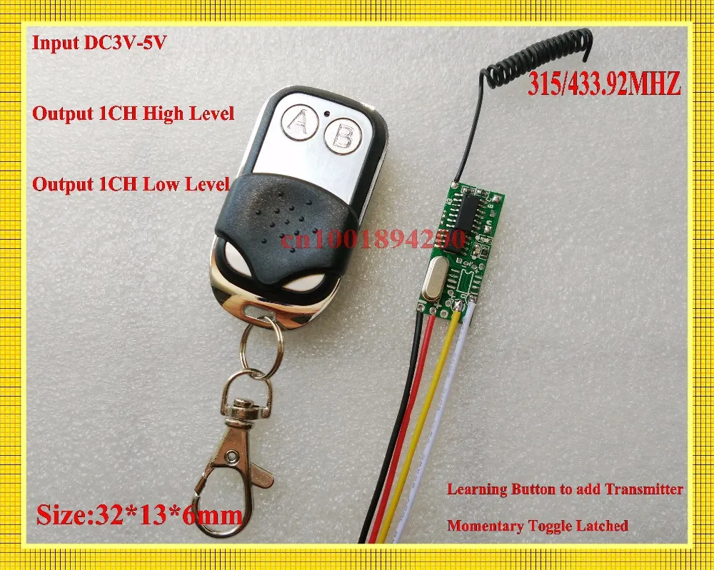 DC 3V-5V 2CH Decoding Receiver Module 3V 3.7V 4.5V 5V Output 1CH High Level 1CH Low Level TTL Signal 315/433MHZ Learning M T L