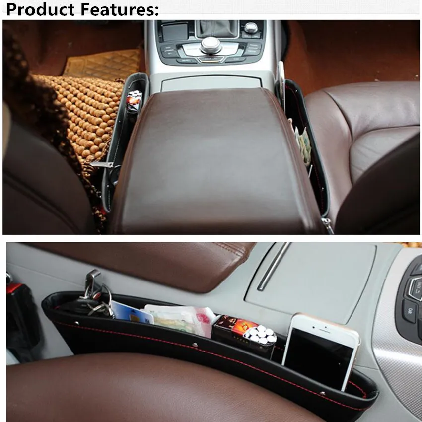 2018 New Car Seat Crevice Pockets Leather Storage Box for renault clio mitsubishi lancer palio fiat hyundai i30 mini cooper