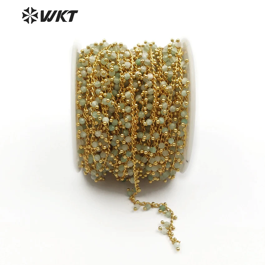 

WT-RBC084 WKT Wholesale fashion chain five meters a batch of hot ladies jewelry production light green rosary chain necklace