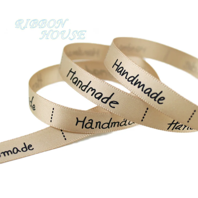 Picture 3: (25 yards/lot) 10mm White printed Handmade ribbon colored romantic gift wrap ribbons