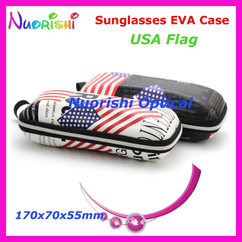 

10pcs USA Flag Painting Eyeglass Glasses Sunglass Eyewear Zipper 2 Colors EVA Hard Case Box ML030 Free Shipping