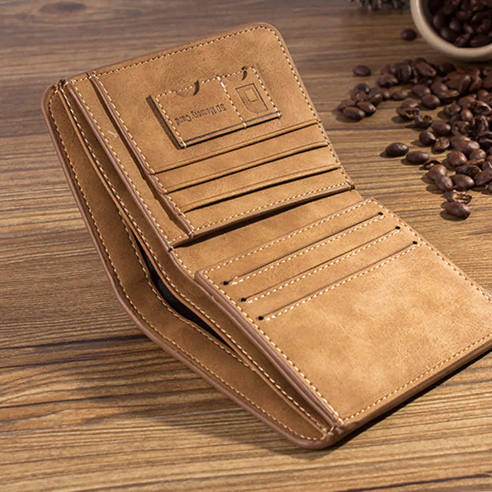 Mens Luxury Soft Business Leather Bifold Wallet Credit Card Holder Purse  Short Slim Male Purses Money Clip