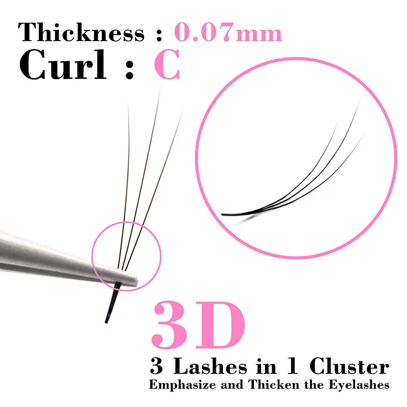 Navina Pre Fanned 3D 개별 Cluster 속눈썹 연장 인조 밍크 메이크업 속눈썹 내추럴 소프트 블랙 이식 인조 속눈썹