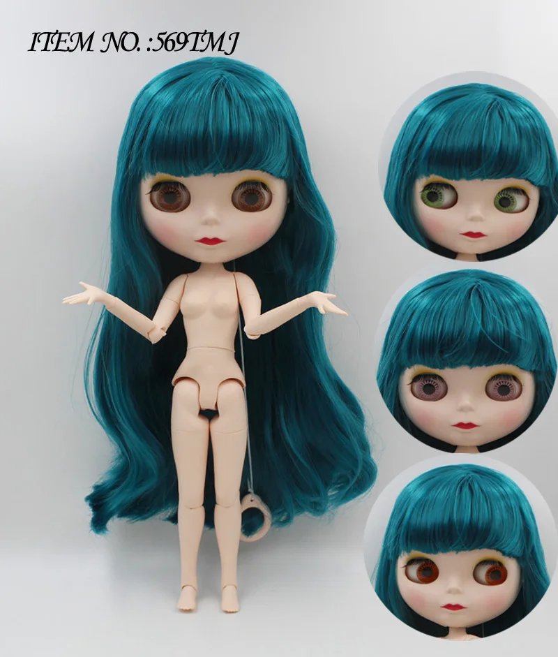 Promotion price BJD joint 2 TMJ DIY Nude Blyth doll birthday gift  4 colour big eyes dolls with beautiful Hair cute toy