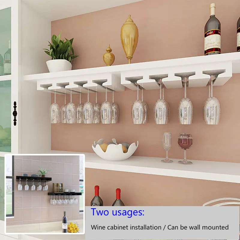 Solid Wood Wine Glass Rack Hanging Goblet Shelf Wall Hanging Red Wine Holders Wine Cabinet Top Upside Down Cup Rack Dual Use