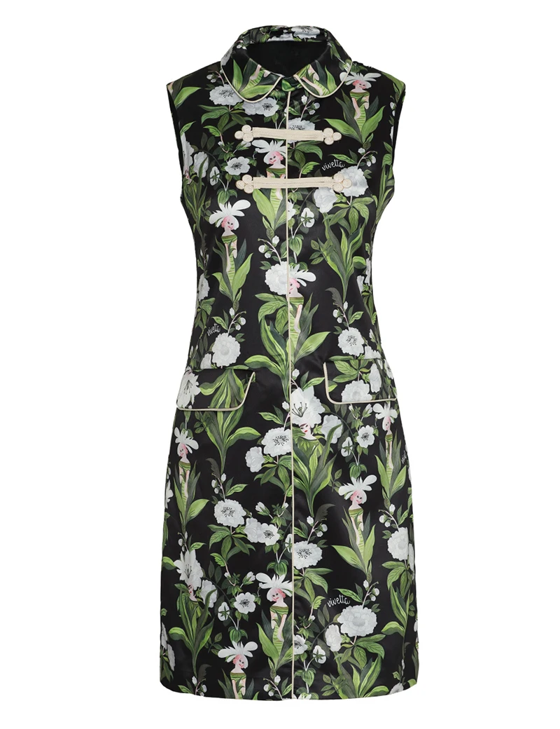 

Floral Flower Print Women Sheath Dress Sleeveless Casual Dresses 01K595