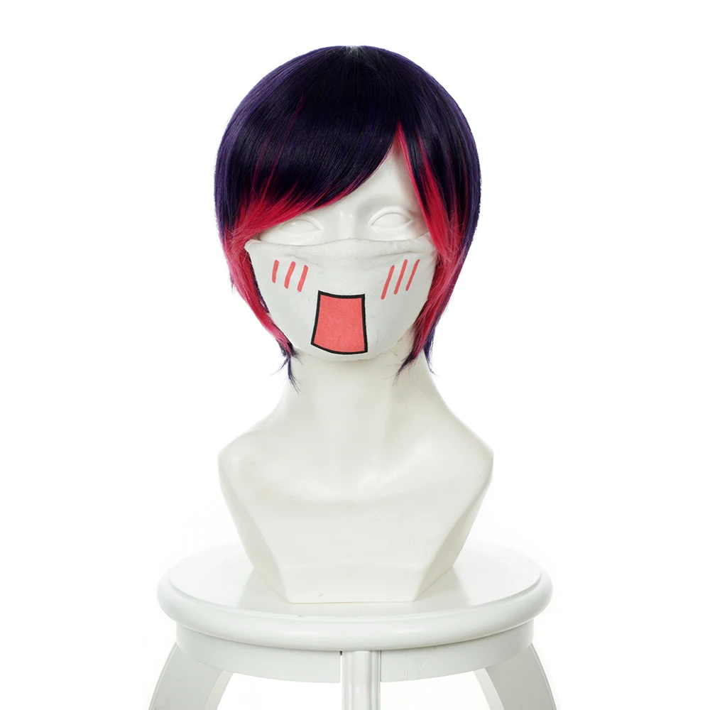 

Brdwn Yuri Kuma Arashi Womens Ginko Yurishiro 35cm/13.8" Short Purple Red Straight Cosplay Hairwear