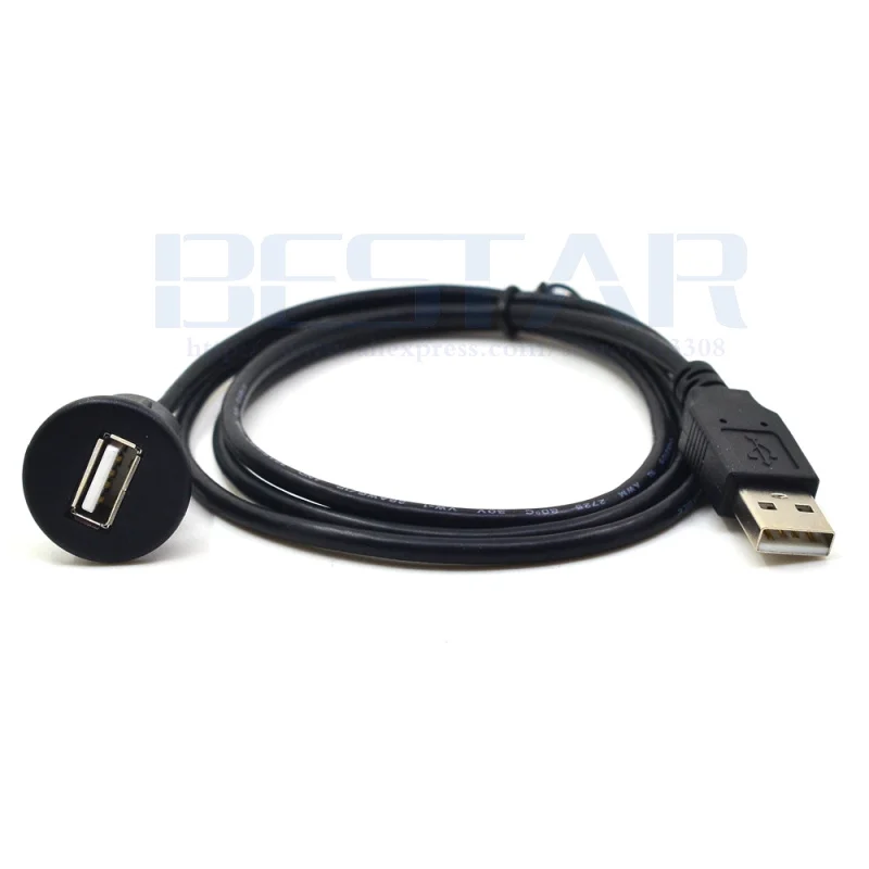 Kleine USB 2.0 Man-vrouw Auto AUX Mount Flush Panel Verlengkabel voor Auto Vrachtwagen Boot Motorfiets Dashboard 3ft 1 m