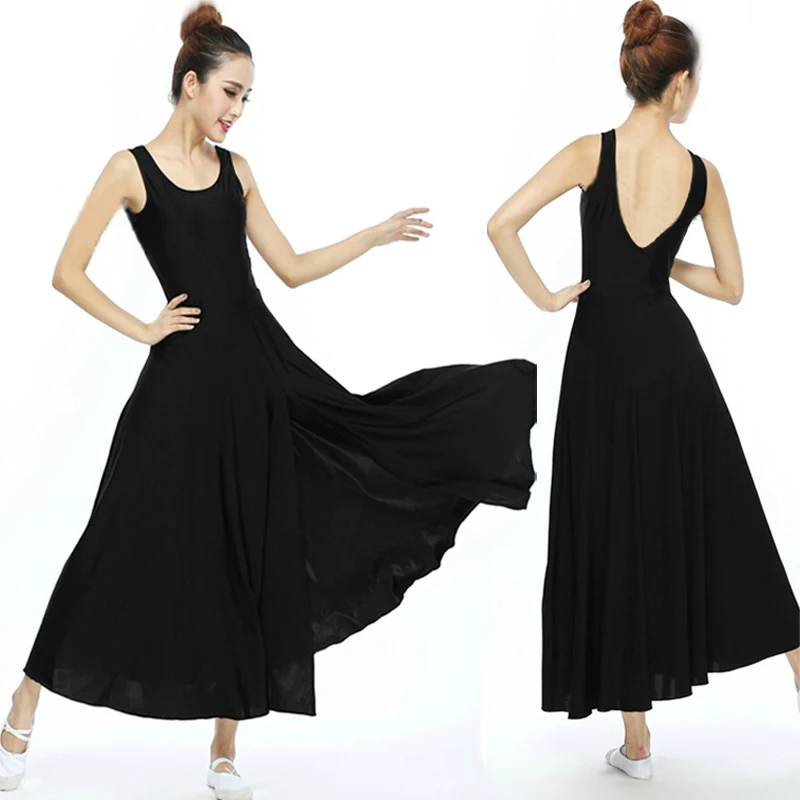 Wholesale Adult Latin Dresses Tank Style Long Skirts Dance Practicing Costumes Women Lycra Fabric Dance Performance Wear SD4059