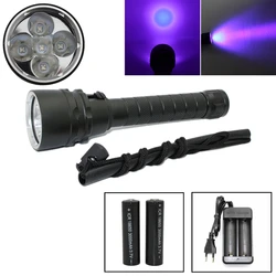 UV flashlight for find scorpion ultraviolet light uv lamp 5x LED Diving flashlight for Sea searching Amber Use 2x 18650 battery