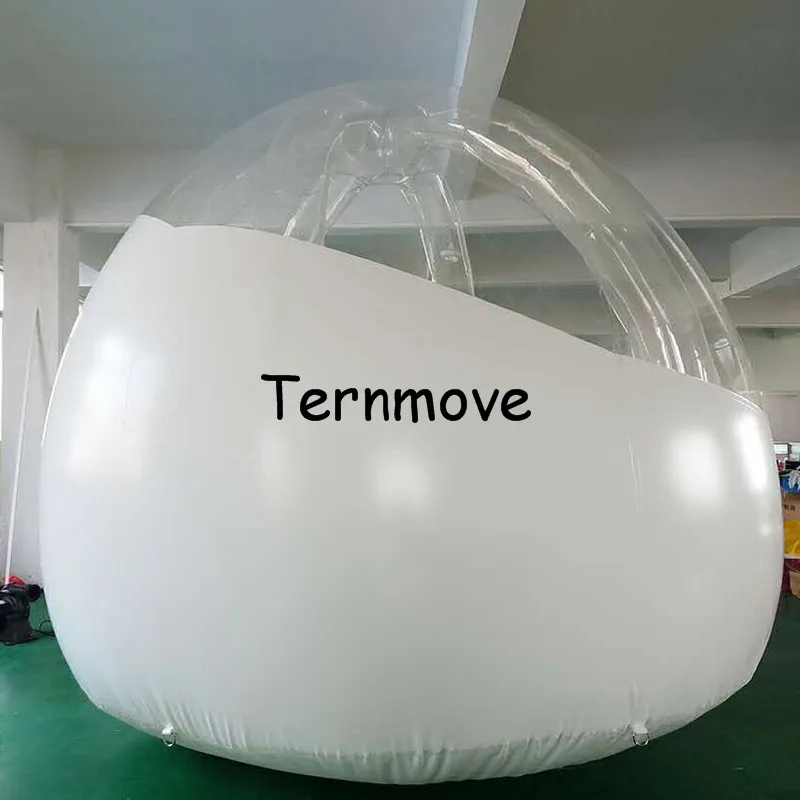 3m diameter Outdoor Inflatable Bubble Camping lodging Tent Inflatable half Transparent half white bubble hotel Tent with support