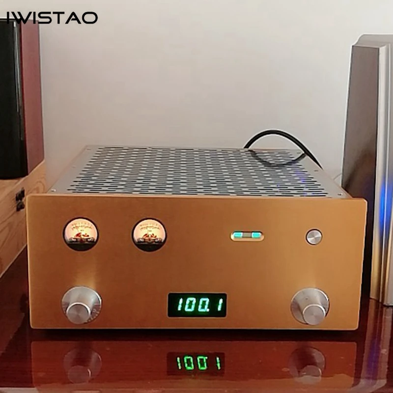 IWISTAO-راديو FM ستيريو مع مضخم طاقة مدمج 6P1 2X3.5W ، هيكل من الألومنيوم ، صوت HIFI عالي الحساسية ، ذهبي