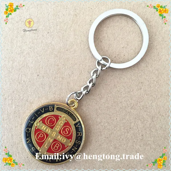 Freeshipping religious catholic rosary St Benedict keychain , alloy keychain, keyring for wholesale