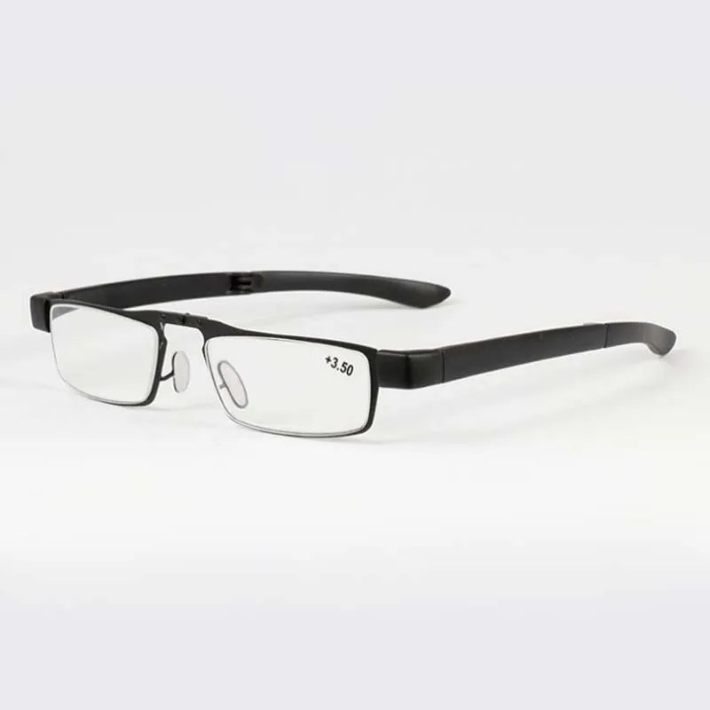 Classic men's folding reading glasses high-grade metal portable reading glasses to send glasses bag