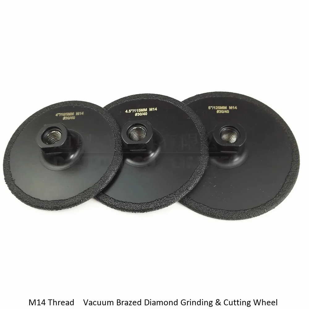 

DIATOOL 3pcs/pk Vacuum Brazed diamond flat grinding wheel (4"+4.5"+5") M14 Grit#30 Professional quality for stone