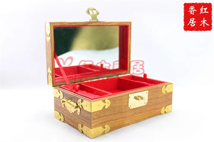 Special offer crafts rosewood antique wood jewelry necklace jewelry box double dressing wedding gifts jewelry