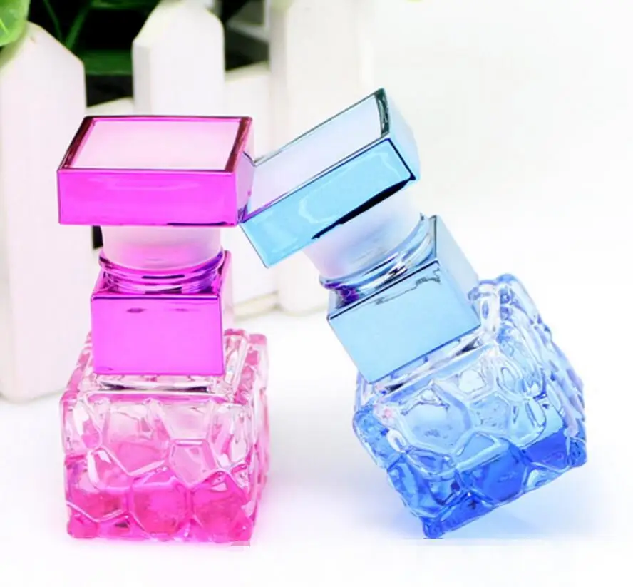 wholesale 150pcs 10ml Printing 5 Color Crystal Cut Glass Perfume Spray Bottles 10CC Refillable Empty Bottles