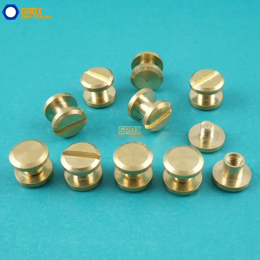 

50 Set 8*3mm Solid Brass Rivet Chicago Screw for Leather Craft Belt Wallet / Flat