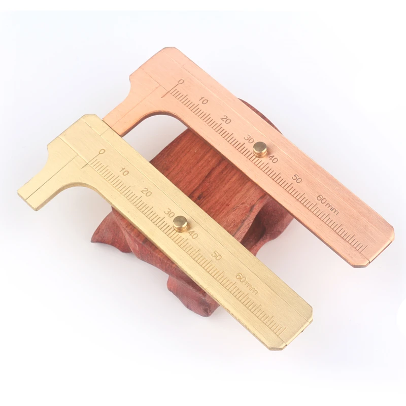 EDC Creative Mini Brass Ruler Survival Portable Measurement of Pure Copper Ruler Retro Double-scale Cursors Play Calipers